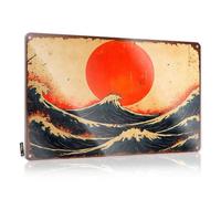 Raging Waves Under A Fiery Sunset: A Dynamic Seascape Print Poster Vintage Home Decor Decorative | Old Ideas Hanging Art For Highland Living Room(20X30CM)