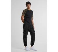 Urban Classics T-Shirt Raglan Contrast – Black/Woodcamo Camouflage – S