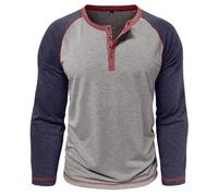 Raglan Shirt Men Long Sleeve Regular Fit Casual Henley Tshirts Fall Vintage Stylish Lightweight Running Sports Work Tees Quick Dry Big and Tall Comfy Sleeping Tops