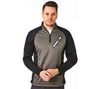 Under Par UPTOP1719 Mens Zip Neck Sweater Jumper Breathable Moisture Wicking Golf Mid Layer Top, Vintage Grey/Black, M