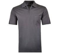 Ragman Men's Softknit Polo Shirt with Zip, Charcoal, XL