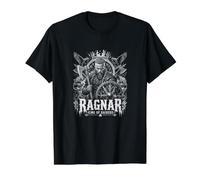 Ragnar King of Raiders Norse Viking Warrior Legend Value Graphic T-Shirt, Men, Black, M