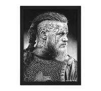 Ragnar Vikings Warrior Wayne Maguire Artwork Framed Wall Art Print 18X24 Inch