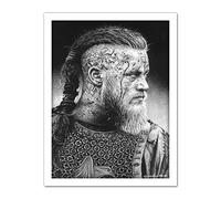 Ragnar Vikings Warrior Wayne Maguire Artwork Framed Wall Art Print 18X24 Inch
