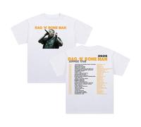 Rag'n'Bone Man T-Shirt 2025 Summer Tour Crewneck Short Sleeve Cotton Tee Women Men Streetwear Tops (L,White)