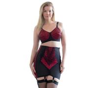 Rago 1294 | Open Bottom Girdle Extra Firm Shaping | Sizes M-8X | Zipper + Hook Closure | Classic Vintage Control | USA MADE, Red/Black, 28 US/M