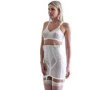 Rago 1294 | Open Bottom Girdle Extra Firm Shaping | Sizes M-8X | Zipper + Hook Closure | Classic Vintage Control | USA MADE, White, L/30 US