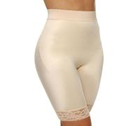Rago 518 High Waist Leg Shaper | Made in USA| Size XS-14X| Light Control | No-Roll Lace Hem, Beige, 8X/46
