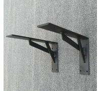 RAGOPILEN Folding Shelf Bracket, Pack Of 2 Triangle Shelf Brackets Wall Mounted For Floating Shelves Black 20-50cm(40cm)