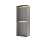 RAGOPILEN Ornament Carving, Stainless Steel Recessed Waterproof Shower Niche With LED Light Multicolor Multiple Sizes(Grey,70x28x12.5cm)