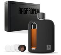 Ragproper Glass Hip Flask for Men - Modern Whiskey & Liquor Flask with Cork & Silicone Lid Liners, Durable Silicone Covered Double Shot Flask Bottle (8oz, 240ml, Black)
