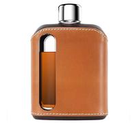 Ragproper Leather Glass Hip Flask for Men & Women - Durable Whiskey & Liquor Flask, Premium Authentic Leather Cover, Ideal Glass Flask - Double Shot 8oz (240ml), Dark & Tan