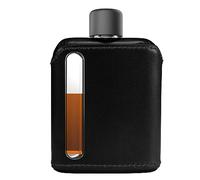 Ragproper Modern Glass Hip Flask - Durable Leather Covered Flask for Whiskey, Spirits, & Other Liquor - Ideal Glass Flask for Men & Women (Single Shot 100ml, Leather Black)