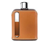 Ragproper Modern Glass Hip Flask - Durable Leather Covered Flask for Whiskey, Spirits, & Other Liquor - Ideal Glass Flask for Men & Women (Single Shot 100ml, Leather Dark & Tan)