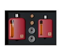 Ragproper Modern Glass Hip Flask for Men | Cork & Silicone Lid Liners | Firm Grip | Curved Edges | Durable Silicone Covered Flask for Whiskey | Liquor | Sprits | 100ml Single+ 240ml Double | Red