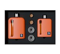 Ragproper Modern Glass Hip Flask for Men | Cork & Silicone Lid Liners | Firm Grip | Curved Edges | Durable Silicone Covered Flask for Whiskey | Liquor | Sprits | 100ml Single+ 240ml Double | Orange