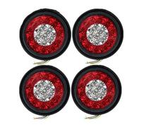 RAGPUKMUAN Rear Tail Light 4PCS 4" Round Brake Lights 12V 24V Truck LED Warning Rear Taillight Trailer Side Marker Lamp Car Tail Light Parts Safety Warning Lights(Red white)
