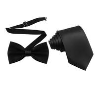 RagQbuK 2 Pcs Men's Bow Tie and Black Tie, Classic Necktie Set for Weddings, Formal Parties, Business Events, Gift Giving, Casual Gatherings