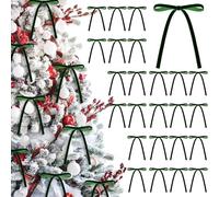 RagQbuK 30 Pcs Christmas Tree Bows, Velvet Bows for Christmas Tree, 18x13cm Dark Green Bows for Tree Decorations, Gift Wrapping, Holiday Party and Home Decor