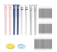 RagQbuK Erasable Pens Black Ink - 8Pcs Cute Animal Erasable Pens with 50 Black Refills and 2 Erasers, 0.7MM Smooth Writing Rub Out Gel Friction for School, Office, and Note-Taking