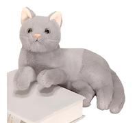 RagQbuK Fluffy Grey Tabby Cat Plush Toy, Realistic Lying Down Stuffed Animal with Weighted Comfort, Long Soft Toy for Home Decor and Soothing Gifts for Cat Lovers