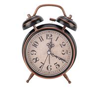 Raguso 4" Retro Mechanical Alarm Clock With Night Light Double Twin Bell Non Ticking for Heavy Sleepers Travel Home Office Bedroom Decoration