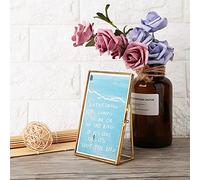 Raguso Antique Brass Desktop Photo Frame with Copper Strip, Vertical Display Stand for 4x6 or 5x7 Pictures, Retro Home Decor ((Place an order for 15.2x20.3cm) (5 * 7inch)