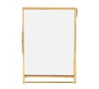 Raguso Antique Brass Desktop Photo Frame with Copper Strip, Vertical Display Stand for 4x6 or 5x7 Pictures, Retro Home Decor ((Place an order for 10.2x15.3cm) (4 * 6inch)