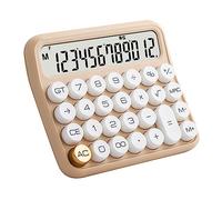 Raguso Desk Calculator , Battery Desk Calculator , Mechanical Calculator 12 Digit with LCD Display , Kids Calculator , for Office (Milk Tea Color)