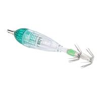 Raguso LED Green Light Squid Lure Bait With Double-Layer Hook for Night Fishing, 300M Underwater, 3.3x0.7in, 1 X With Hook, for Rivers