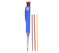 Raguso Mechanical Carpenter Pencil Set Heavy Duty Long Nose for Woodworking,12 Refill, Metal Construction Worker (Blue)