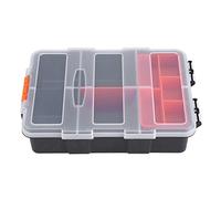 Raguso Transparent 2-Layer Plastic Heavy-Duty Portable Tool Box with 2 Compartments, 15.6 x 16 x 6 cm, Holds up to 5 kg, Ideal for Screws, Nails, Rivets, Bolts, Washers and Storage Supplies