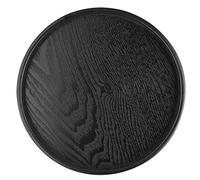 Round Natural Wooden Tray Black Coffee Snack Food Meals Transfer Tray Multipurpose Serving Tray for Cafe Restaurant Hotel Home Shop (M 24cm)