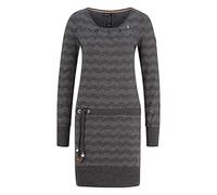 Ragwear Alexa Zig ZAG Women's Dress, Cotton, Jersey, Tube, Winter, Casual, Long Sleeve, Zig Zag Pattern, Allover Print, Vegan, Black, Size S