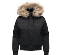 Ragwear Deluxia YOUMODO Women's Warm Winter Jacket, Waterproof Bomber Jacket with Large Hood and (Removable) Faux Fur, XS-XXL, black, XXL