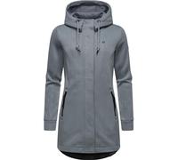 Ragwear Letti Bonded Women's Lightweight Ribbed Knit Transition Coat, Long, Windproof, with Hood, XS-6XL, Grey24, S
