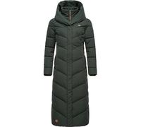 Ragwear Natalka Extralong Women's Winter Coat Warm Quilted Coat Extra Long with Hood XS-6XL, dunkelgrün, M