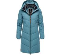 Ragwear Rebelka Women's Winter Coat Warm Waterproof Quilted Coat Long with Removable Hood XS-6XL, Stone Blue25, M