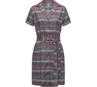 Ragwear Sawira YOUMODO Women's Patterned Summer Dress Short Sleeve Midi Dress with Full Button Placket and Fabric Belt XS - XXL, night blue, M