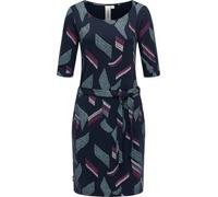 Ragwear Women's Midi Dress with 3/4 Sleeves Elegant Blouse Dress with Waist Band Kenisha Print XS - XXL, navy, XS