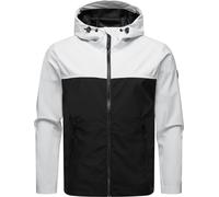 Ragwear YOUMODO Ultra-Light Men's Transition Jacket Short Softshell Jacket Waterproof (Hydrostatic Head: 11,000 mm) with Hood in Colour-Blocking Look Shellwie Block YOUMODO S-4XL, White, M