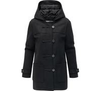 Ragwear YOUMODO Women's Lightweight Short Winter Coat in Wool Look with Zip and Button Placket in Duffle Style Parka Duffina XS - 3XL, black, S