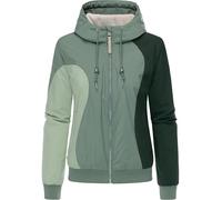 Ragwear YOUMODO Women's Waterproof Winter Jacket, Short Autumn Jacket with Fleece Lining and Hood, Oggie Block, Warm, XS-XXL, Dusty Green, S