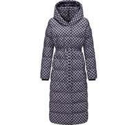 Ragwear YOUMODO Women's Winter Coat Warm Breathable and Waterproof Quilted Coat Long in Houndstooth Pattern with Hood Niara Long Print XS - 3XL, lavender, L