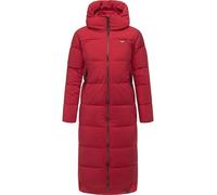 Ragwear YOUMODO Women's Winter Coat, Warm, Waterproof and Breathable Quilted Coat, Extra Long with Hood, XS - 6XL, Dark Red25, XS