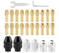 Ragyzity 28pcs Drill Chuck Collet Set for Dremel, 1/32" to 1/8" Replacement 4486 Drill Keyless Bit Chucks Shank Rotary Tool, Chuck Shank Rotary Tool Quick Change Adapter