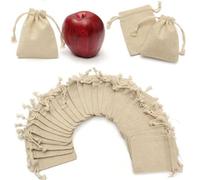 Ragyzity 50PCS Jute Bags Cotton Bags, 8x10 cm Linen Drawstring Bags, Mini lightweight Gift Bags Breathable Hessian Pouches with Drawstring, Reusable Natural Linen Pouch Burlap Jute Sack for Christmas