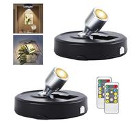 RAHAN Battery Powered Picture Lights, 2Pack LED Spotlight, Uplighting Indoor Puck Lights with Remote, Stick Spotlights for Wall Display Picture Painting Artwork Accent Dartboard