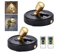 RAHAN Wireless LED Spotlight, 2Pack Battery Powered Picture Lights Puck Lights, Uplighting Indoor with Remote, Stick Spot Light for Wall Art Display Dartboard Painting Artwork Accent Closet