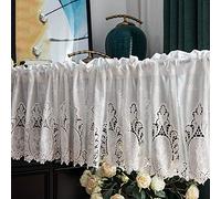 RAHBI Cafe Curtain Tier Curtains Cafe Net Curtain Kitchen Curtain Natural Cotton Short Curtain Valance for Door Window Bedroom Drapes for Walls White (W150×H60cm)